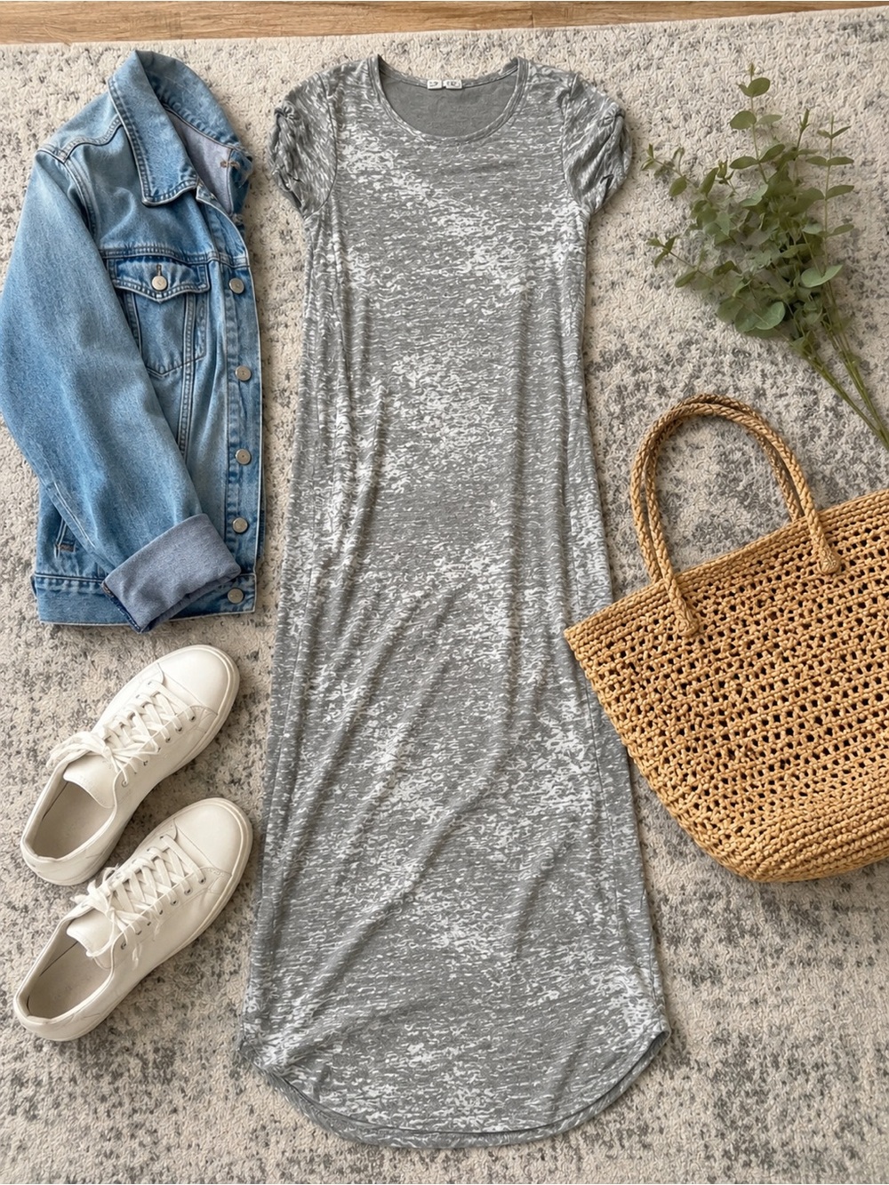 Artisan Silver Crushed Velvet Short-Sleeve Maxi Dress
